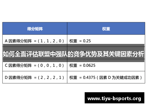 如何全面评估联盟中强队的竞争优势及其关键因素分析